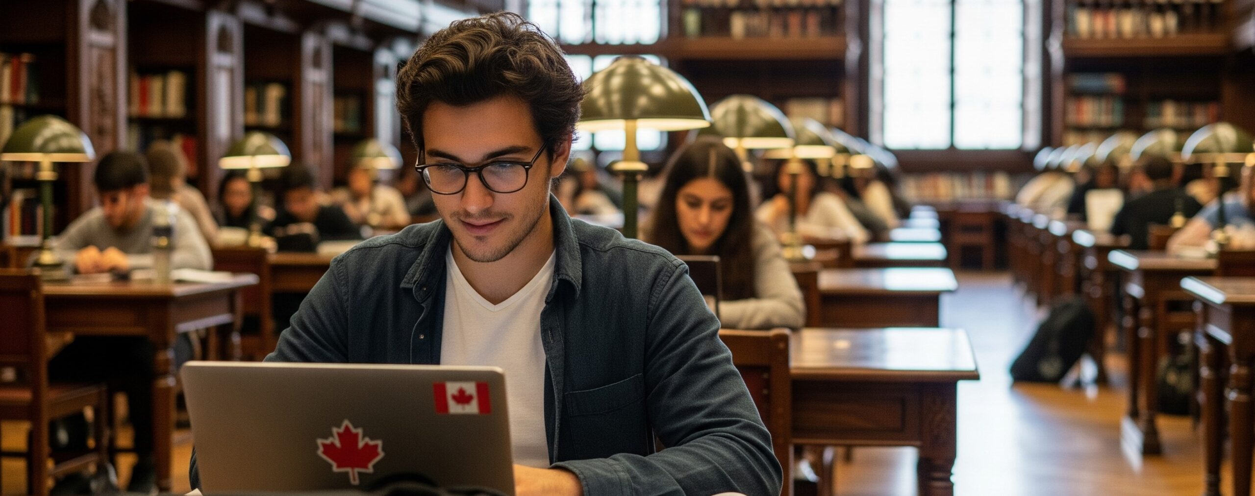 a man in glasses using a laptop